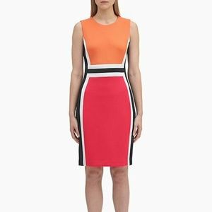 CALVIN KLEIN Colorblock Sleeveless Sheath Dress Size 4 Scuba